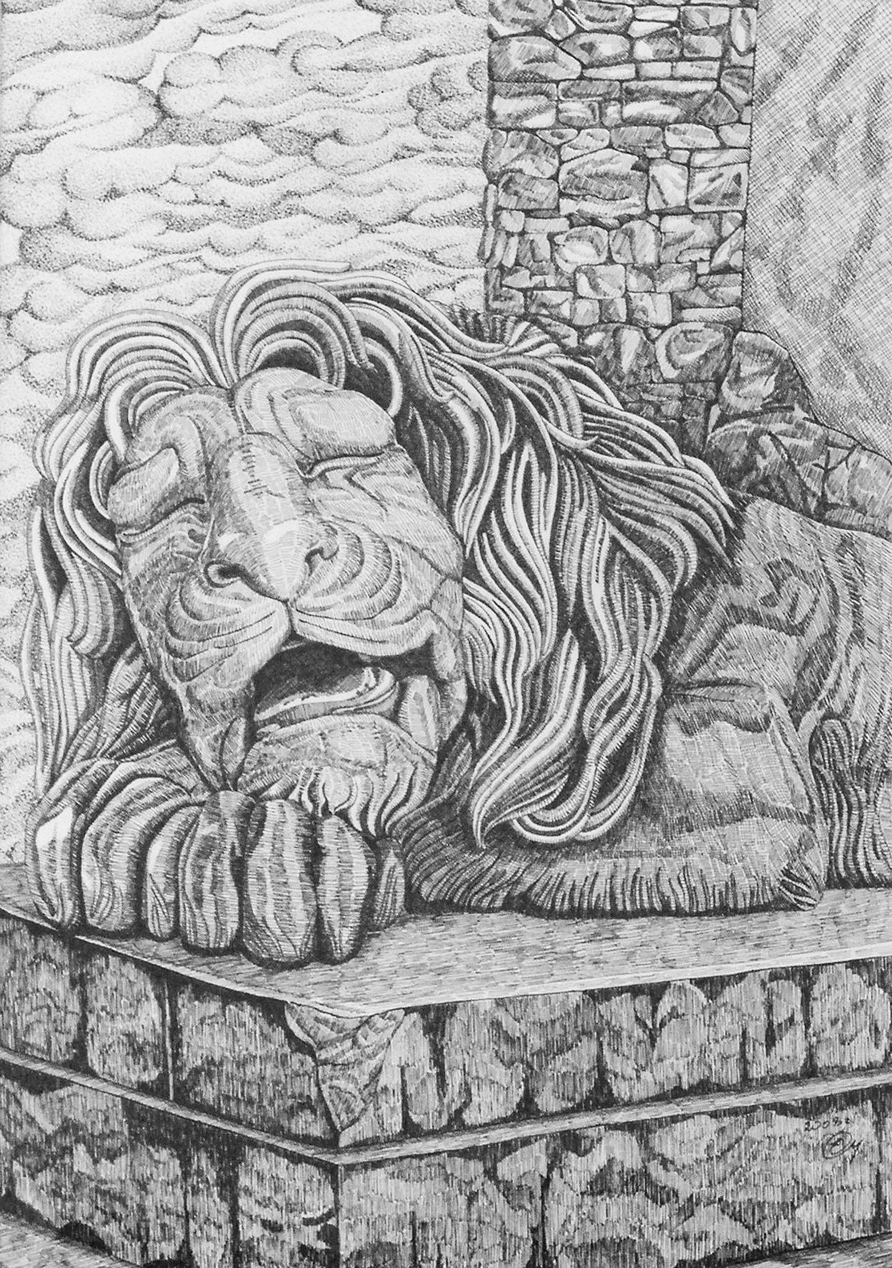 Графика скульптура Льва