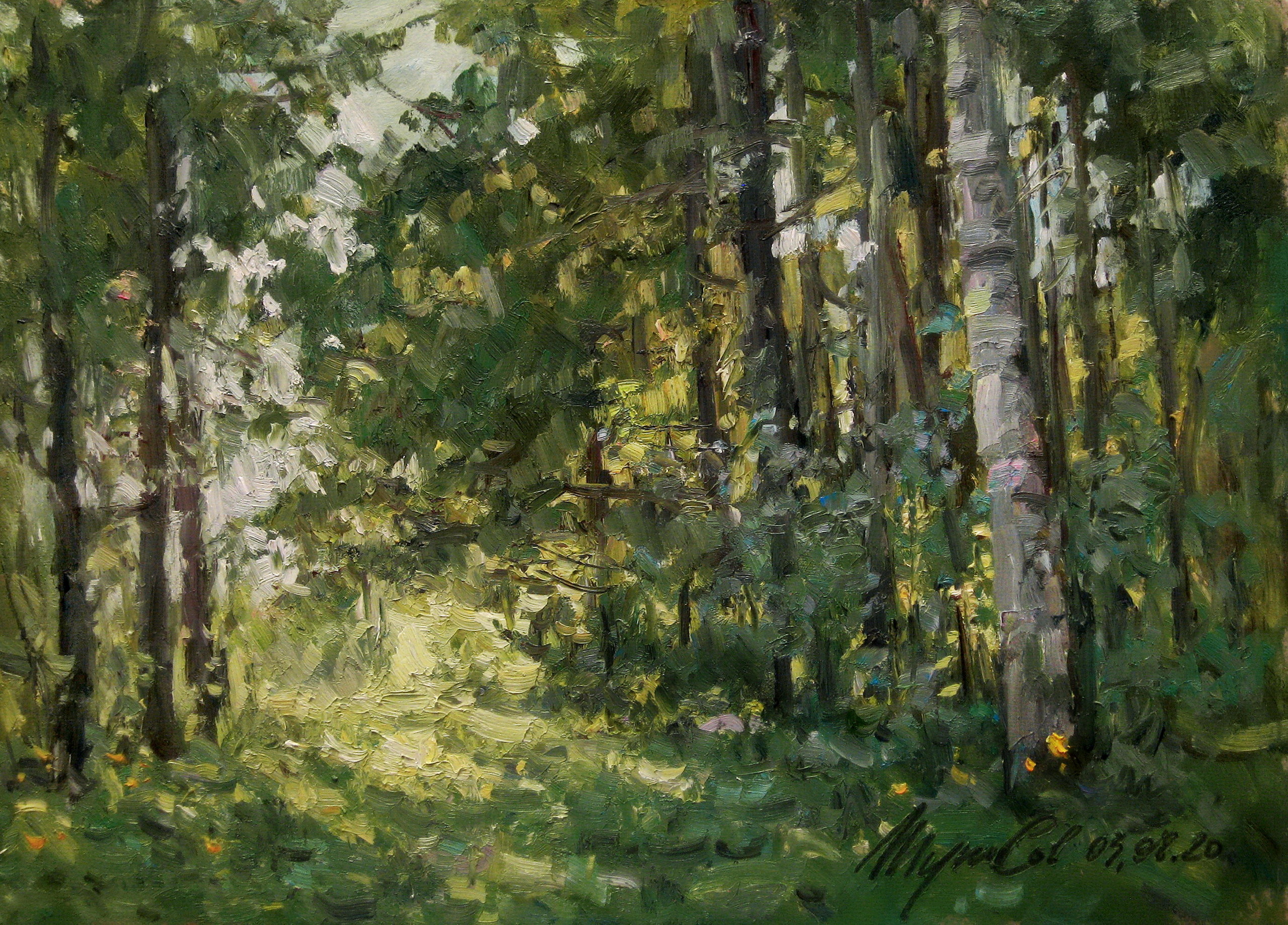 Картина августовского леса