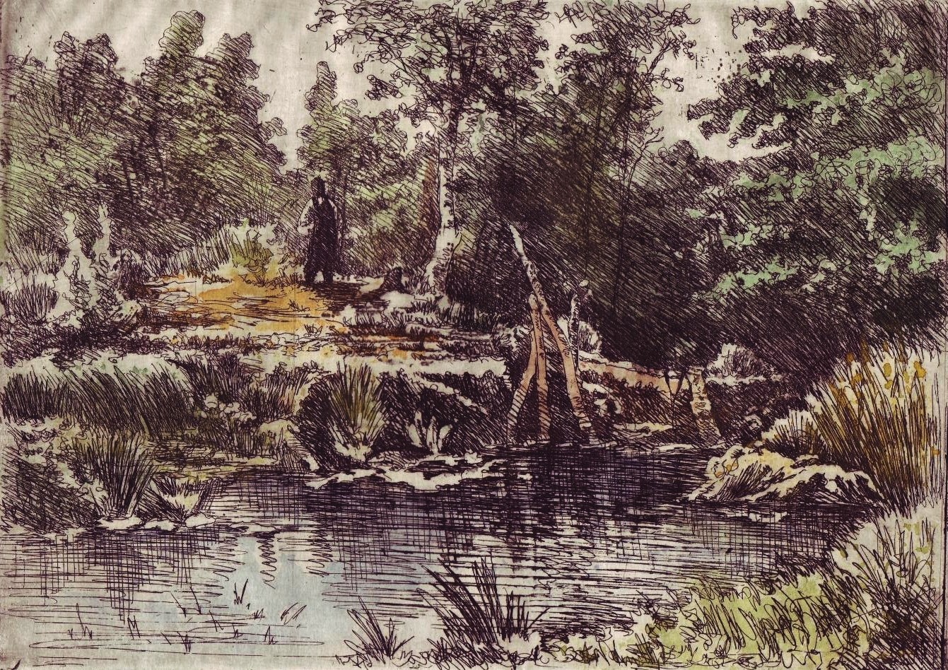 И. Шишкин. Гравюра «лес». Офорт. Около 1890 г.