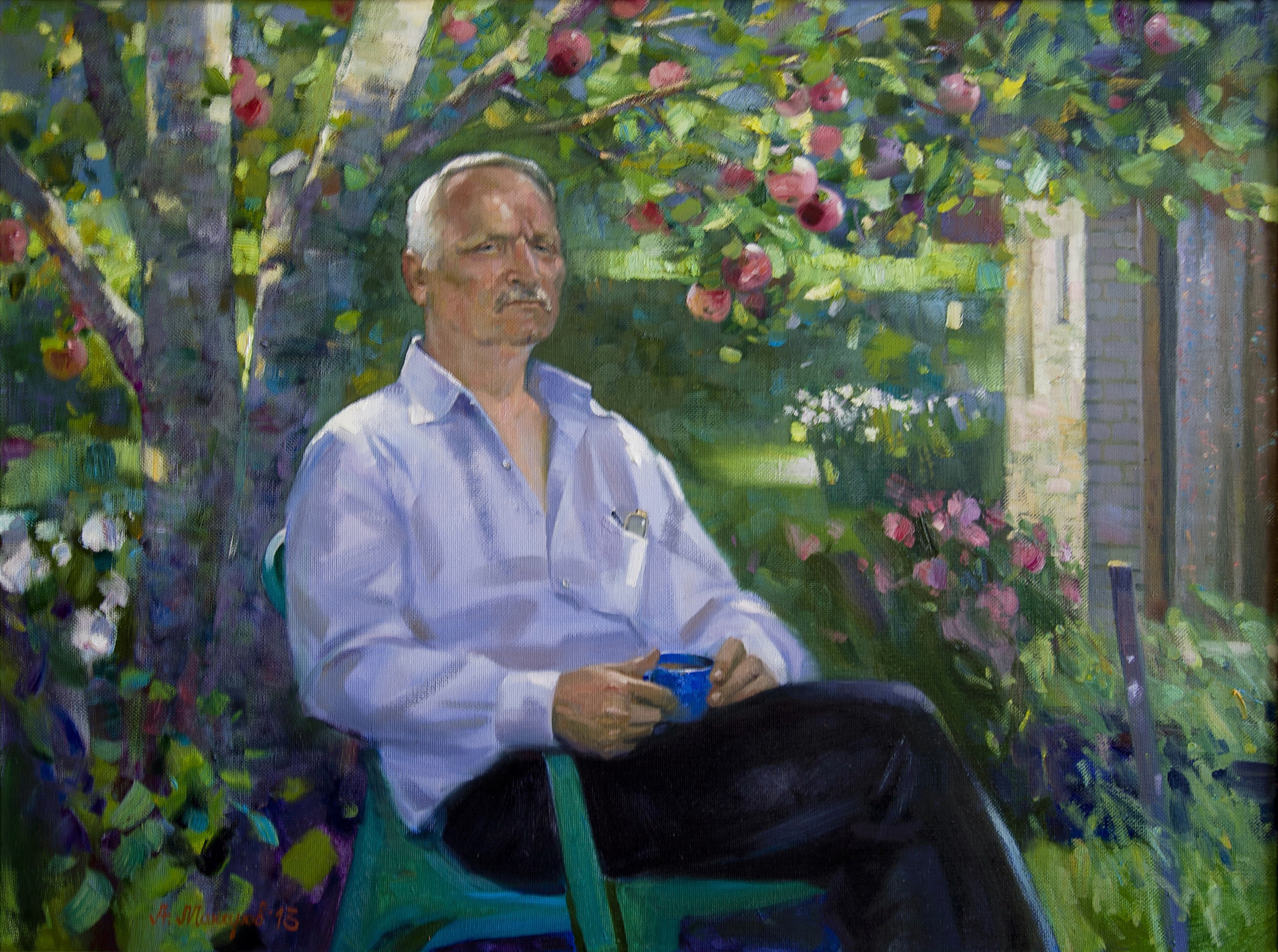 Портрет мужчины в саду