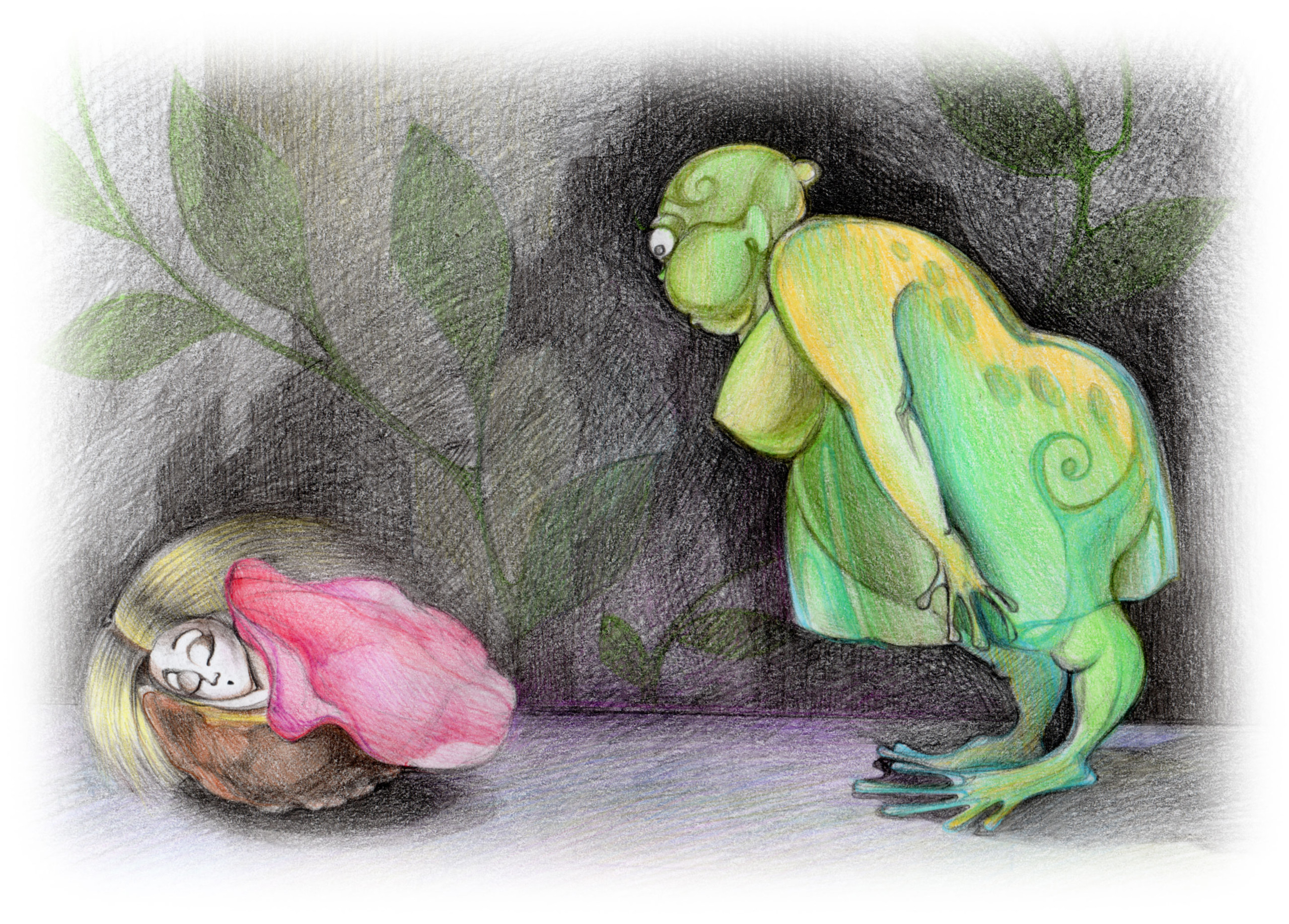 Иллюстрация к сказке о жабе и Розе