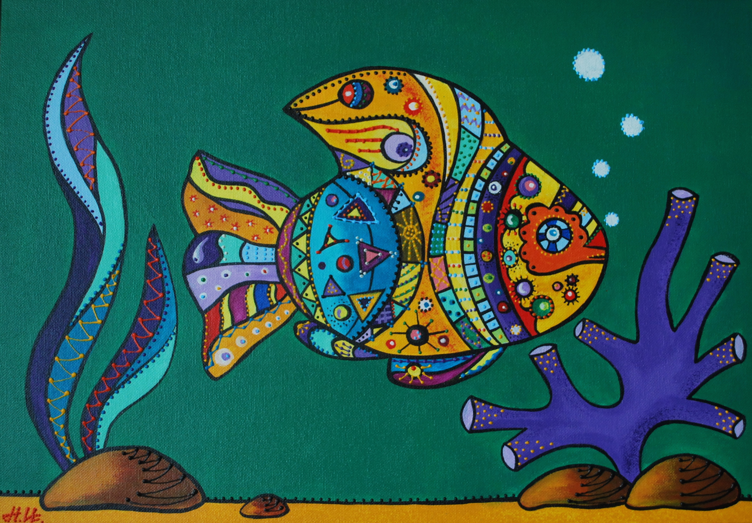 Декоративное рисование рыбы